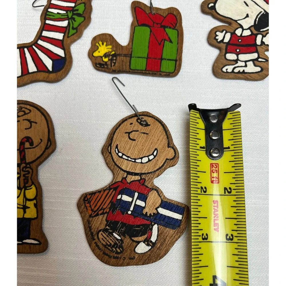 Vintage 1966 Peanuts Snoopy WoodPaint by # Christmas Ornaments 19 Double Sided